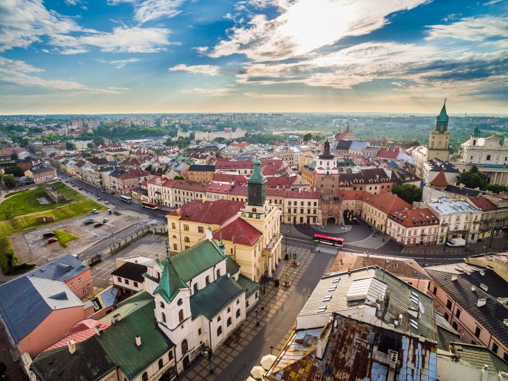 Lublin z lotu ptaka. Fot. art08/Adobe Stock